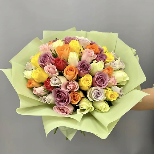 ЛЭТУАЛЬ FLOWERS Букет из разноцветных роз Кения 81 шт. ( 35 см)