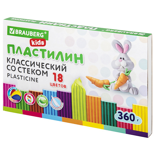 BRAUBERG Пластилин классический KIDS пластилин 18цв 360г calligrata классический