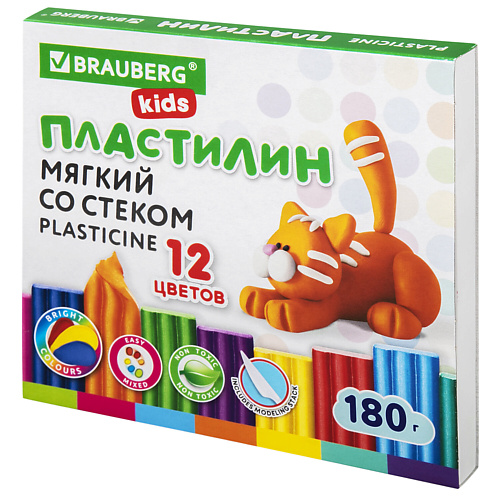 BRAUBERG Пластилин мягкий восковой KIDS