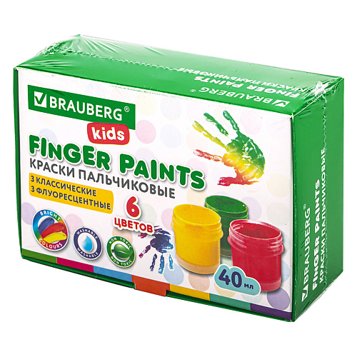 BRAUBERG Краски пальчиковые для малышей KIDS пальчиковые краски pebeo tactilcolor 6 цв 20 мл с аксессуарами в кейсе