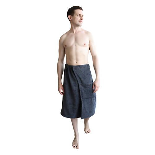 BIO TEXTILES Килт мужской махровый для бани и сауны Gray полотенце для бани лев мужской килт 80х150 см 100 % хл вафельное полотно