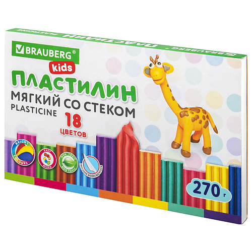 Товары для творчества BRAUBERG Пластилин мягкий восковой KIDS