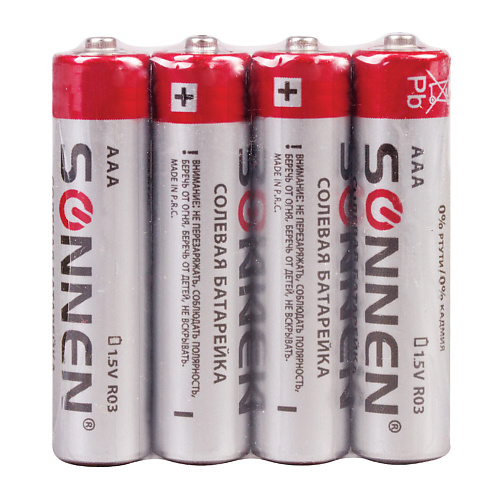 SONNEN Батарейки AAA (R03, 24А) мизинчиковые 4.0 ночник зайчик led rgb батарейки 3хlr44 микс 8х7 5х1
