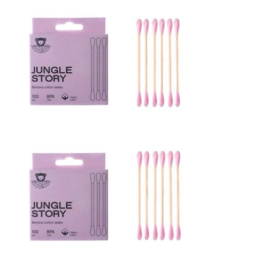JUNGLE STORY Бамбуковые ватные палочки с органическим розовым хлопком 200.0