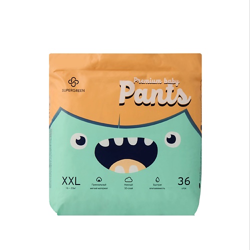 SUPERGREEN Подгузники-трусики Premium baby Pants размер XXL ( вес 16-20 кг) 36