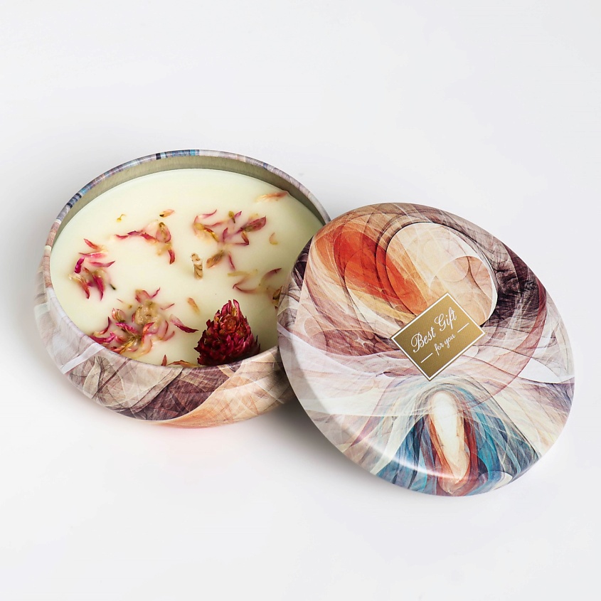 Изображение товара БОГАТСТВО АРОМАТА Свеча ароматическая из соевого воска с сухоцветом "Свежие цветы", 110 г