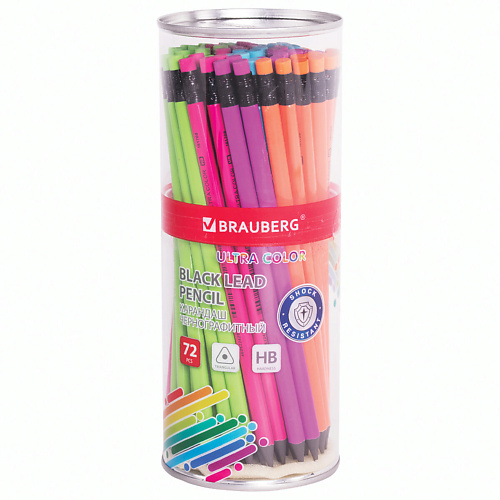 BRAUBERG Набор чернографитных карандашей с ластиком Ultra Color
