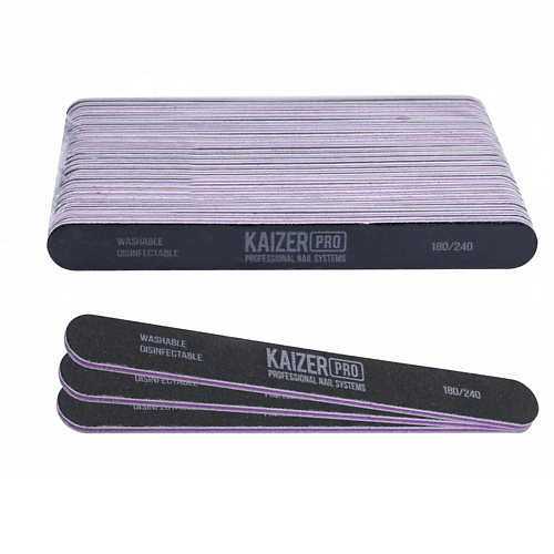 цена Набор пилок для ногтей KAIZER PRO Набор прямых мягких пилок на пластиковой основе #180/240