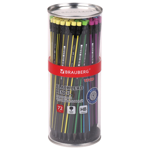 BRAUBERG Набор чернографитных карандашей с ластиком Vivid
