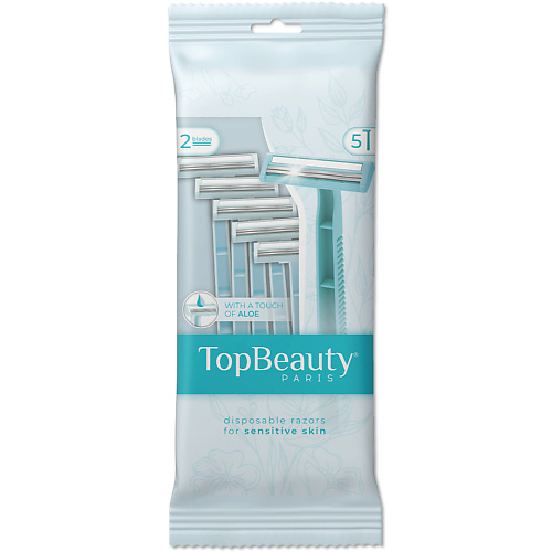 TOPBEAUTY Одноразовый станок, с 2 лезвиями 5 toptech одноразовый станок с 2 лезвиями 5