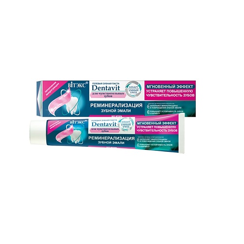ВИТЭКС Dentavit-smart. Гелевая зубная паста Реминерализация зубной эмали для чувствительных зубов 85 витэкс зубная паста с кофеином энергия и свежесть dentavit 85