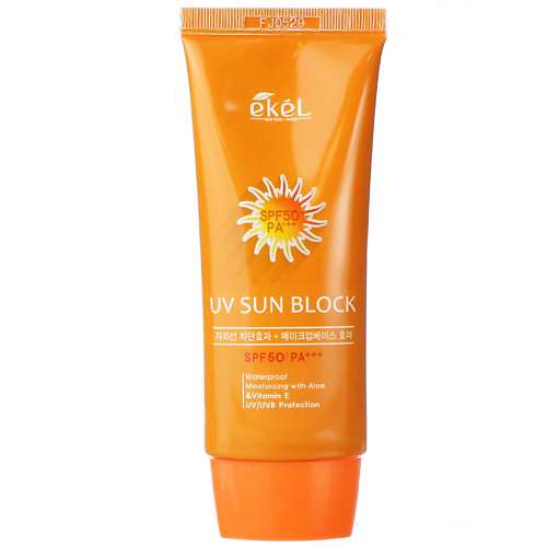 EKEL Крем солнцезащитный с Алоэ и витамином Е SPF50 PA+++ Sun Block Waterproof 70.0 yu r крем солнцезащитный clear sun block collagen 30 мл