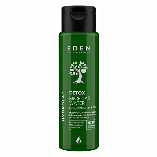 Мицеллярная вода EDEN Мицеллярная вода Hydrolat для снятия макияжа с гидролатами ромашки и чайного дерева  DETOX шампунь для волос бессульфатный eden detox hydrolat увлажняющий 350 мл