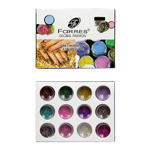 Набор для дизайна ногтей FARRES Набор для дизайна ногтей Бульонки разноцветные бульонки для ногтей набор 12 б бут разноцвет к кор qf 7568263