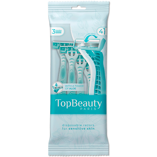 TOPBEAUTY Одноразовый станок, c 3 лезвиями 4 toptech одноразовый станок с 2 лезвиями 5