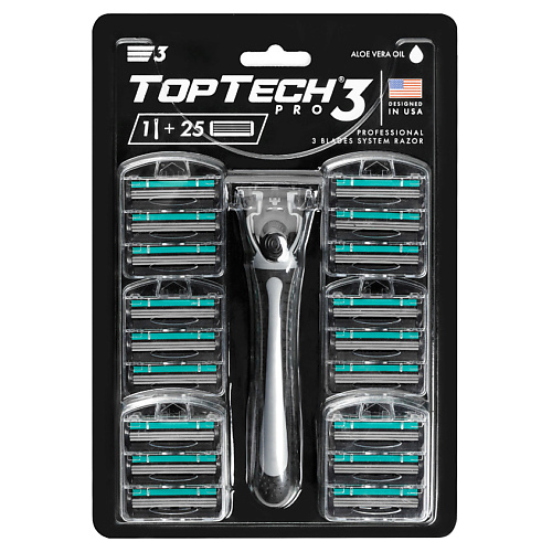 TopTech Мужская бритва PRO 3 с 25 сменными кассетами MPL225671