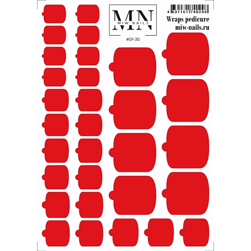 MIW NAILS Плёнка для педикюра красный плёнка матовая двухсторонняя газета на крафте красный 0 58 х 10 м