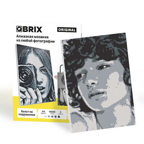 QBRIX Алмазная фото-мозаика на подрамнике ORIGINAL А4, сборка картины по своей фотографии из под глыб рукописи документы фотографии