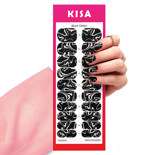 Наклейки для ногтей KISA.STICKERS Пленки для маникюра Black Glitter