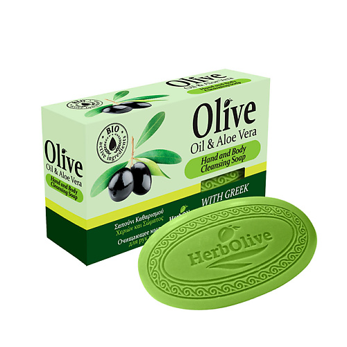 HERBOLIVE Оливковое мыло с алоэ-вера 85 herbolive массажное мыло для пилинга с фруктами против целлюлита 100