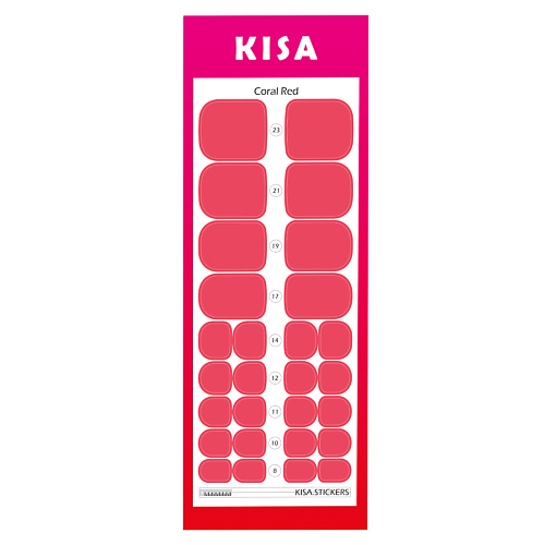 Наклейки для ногтей KISA.STICKERS Пленки для педикюра Coral Red