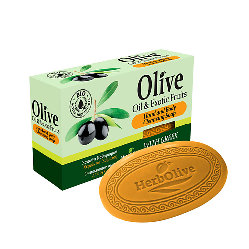 HERBOLIVE Оливковое мыло с экзотическими фруктами 90 herbolive массажное мыло для пилинга с вулканическим песком санторини 100