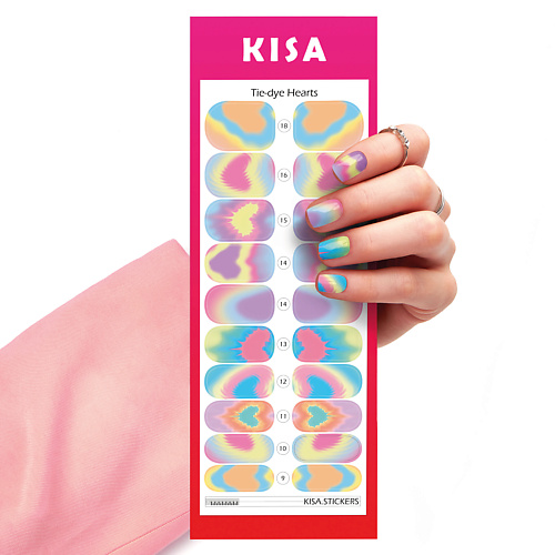 Наклейки для ногтей KISA.STICKERS Пленки для маникюра Tie Dye Hearts цена и фото