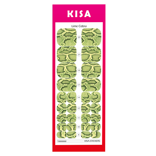 Наклейки для ногтей KISA.STICKERS Пленки для педикюра Lime Cobra
