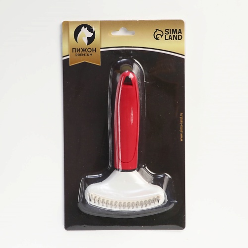 расчёска для шерсти с вращающимися зубчиками premium 9 5 x 17 см красная Щетка для шерсти ПИЖОН Расчёска для шерсти с вращающимися зубчиками Premium