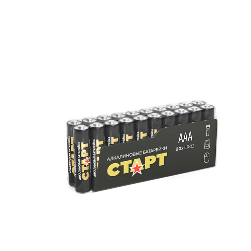 СТАРТ Батарейки алкалиновые LR03 (ААА), мизинчиковые 20 батарейки gp super alkaline lr03 20 шт