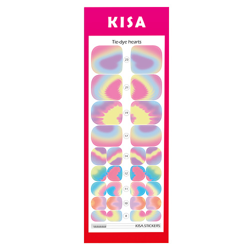Наклейки для ногтей KISA.STICKERS Пленки для педикюра Tie Dye Hearts цена и фото