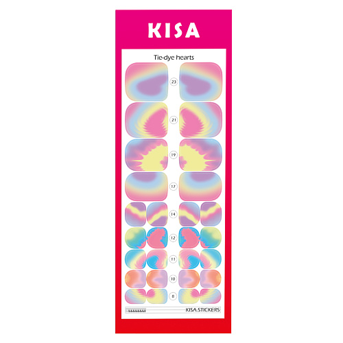 Наклейки для ногтей KISA.STICKERS Пленки для педикюра Tie Dye Hearts