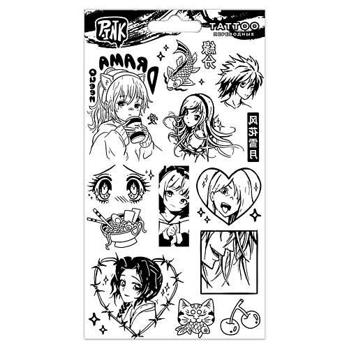 P.INK Наклейки-тату переводные Аниме наклейки аниме чиби девочка мальчик для гаджетов 6х13см