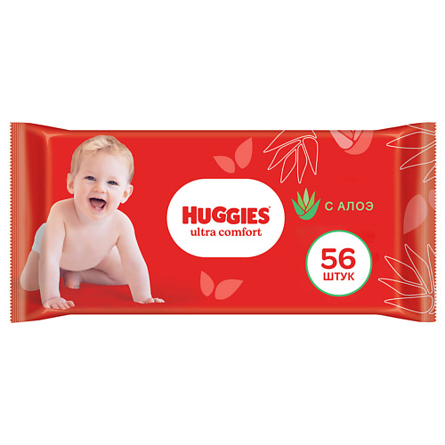 HUGGIES Влажные салфетки Ultra Comfort с алоэ 56 aura ultra comfort влажные салфетки детские с экстрактом алоэ и витамином е 120