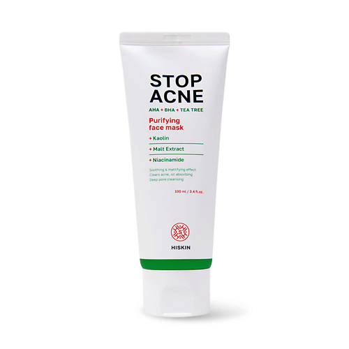 HISKIN STOP ACNE Очищающая маска для лица AHA + BHA + TEA TREE 100.0 крем для лица витэкс pharmacos biodermin acne 50 мл