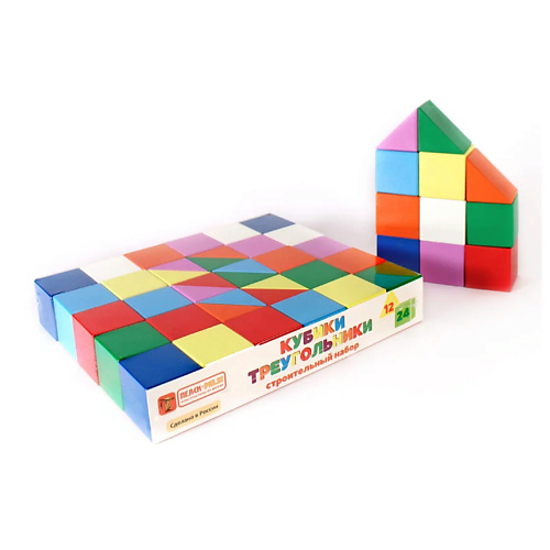 PELSI Кубики-тругольники, строительный набор для детей 24 pelsi кубики неокрашенные для детей 24