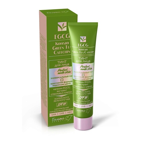 БЕЛИТА-М Тинт для лица EGCG Korean Green tea Perfect Nude Skin универсальный тон spf 15 luxvisage пудра компактная silk dream nude skin