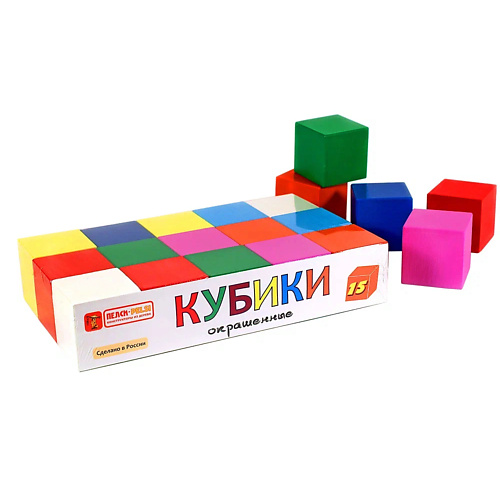 PELSI Кубики деревянные, окрашенные для детей 15 