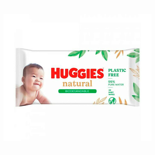 Гигиена HUGGIES Влажные салфетки Natural биоразлагаемые 48