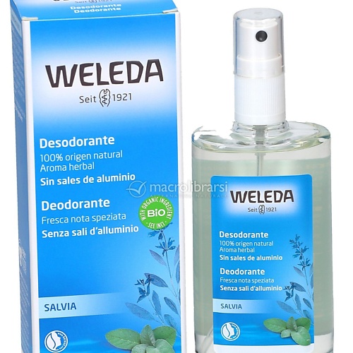 WELEDA Натуральный дезодорант-спрей с шалфеем  Salvia 100 walnut спрей для животных дезодорирующий без ароматизаторов 200