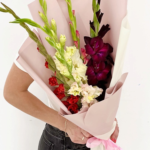 ЛЭТУАЛЬ FLOWERS Букет из разноцветных гладиолусов 5 шт. лэтуаль flowers букет из гладиолусов 3 шт