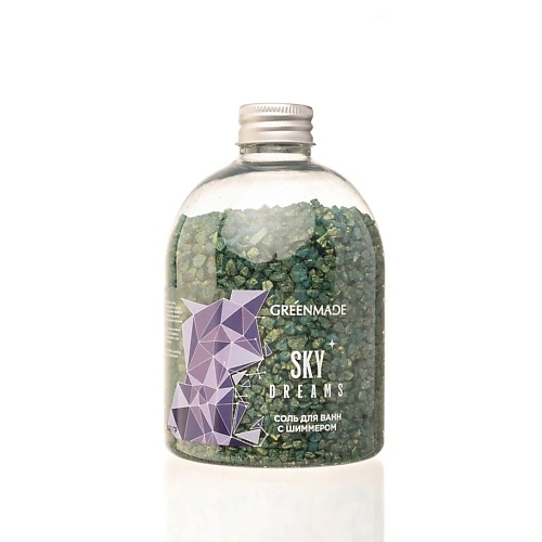 GREENMADE Соль для ванн с шиммером голубая Sky Dreams нежный парфюмерный аромат 500.0 соль для ванн floral dreams greenmade 500 г