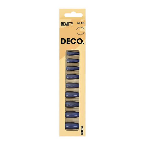 Накладные ногти DECO. Набор накладных ногтей с клеевыми стикерами BEAUTY glossy deep blue накладные ногти deco набор накладных ногтей glossy