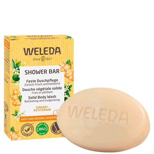 Мыло твердое WELEDA Кусковое мыло для душа с имбирем и горьким апельсином Shower Bar цена и фото