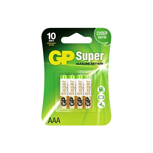 GP BATTERIES Батарейки GP Super Alkaline АAA (LR03, 24A) 4 батарейки gp super alkaline lr03 20 шт