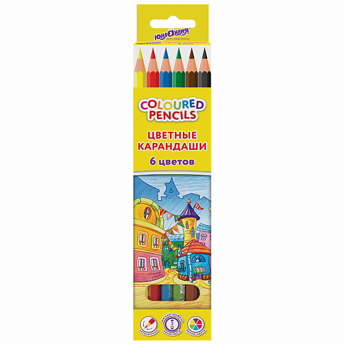 Набор карандашей ЮНЛАНДИЯ Карандаши цветные Домики письменные принадлежности юнландия карандаши цветные домики