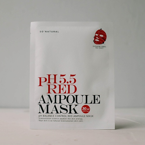 SO NATURAL Восстанавливающая маска с подкисленным ph 5.5 Red Ampoule Mask 30