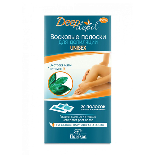 Средства для бритья и депиляции FLORESAN Воск полоски для депиляции Unisex Deep Depil с экстрактом мяты 50