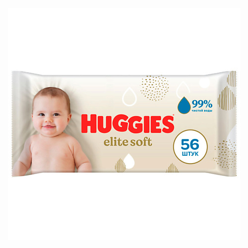 фото Huggies влажные салфетки elite soft для новорожденных 56
