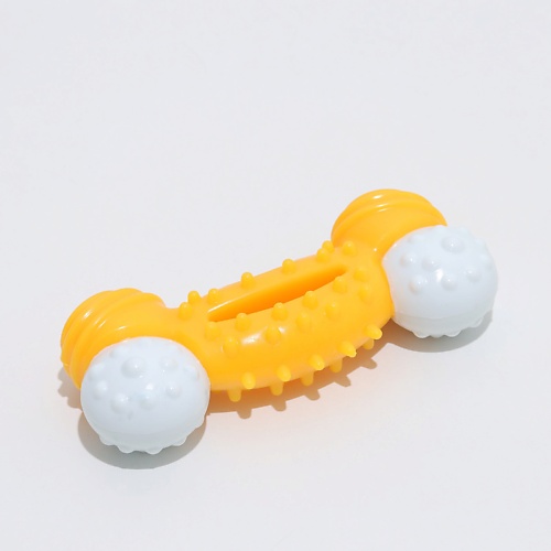 Игрушка ПИЖОН Игрушка двухслойная (твердый и мягкий пластик) Изогнутая кость игрушка для собак пижон кость с портретом желтая 1 шт